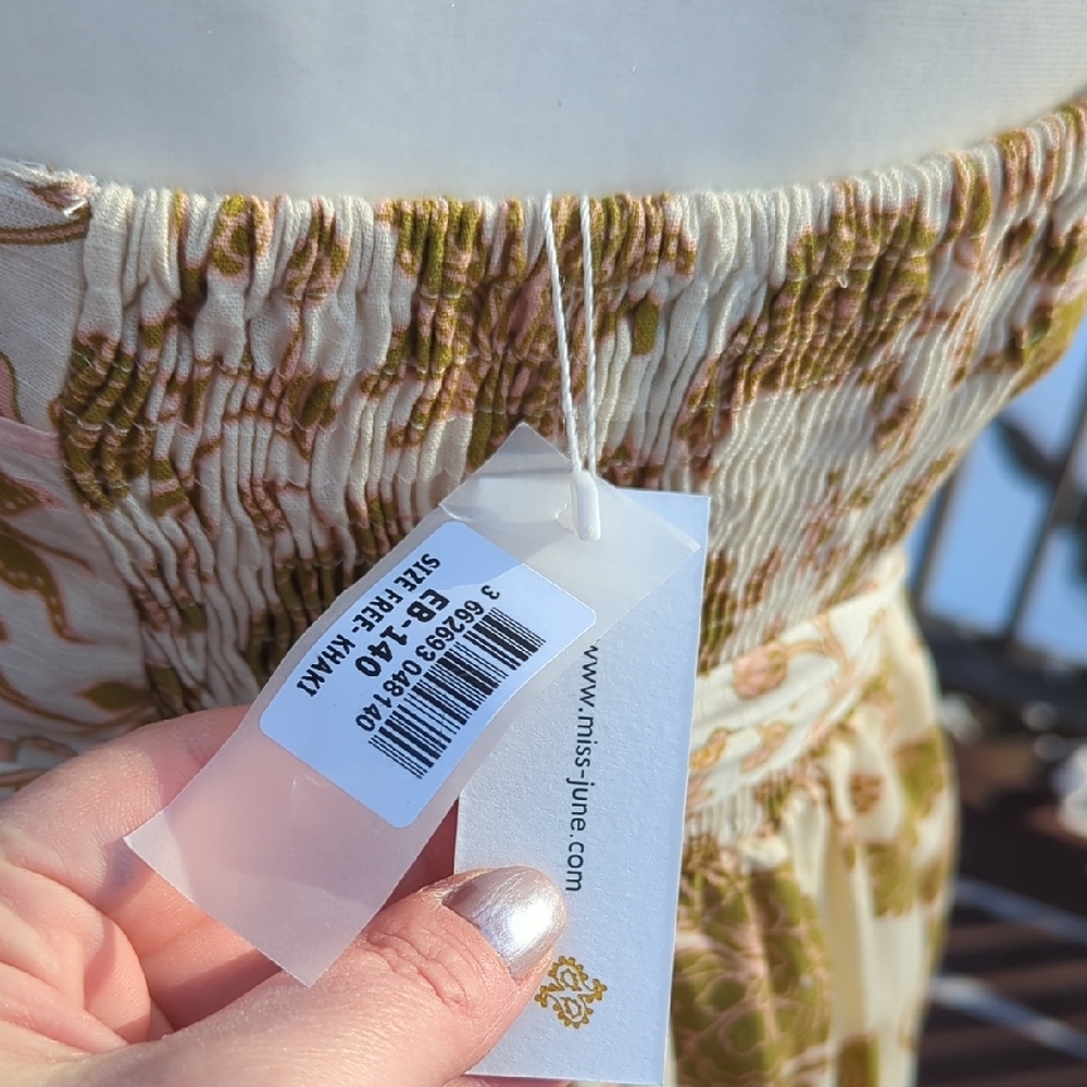 Miss June Wendy Linen Dress Floral Maxi Dress - Picture 10 of 14
